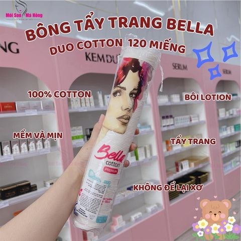 Bông Tẩy Trang Bella 120 Miếng Duo Cotton