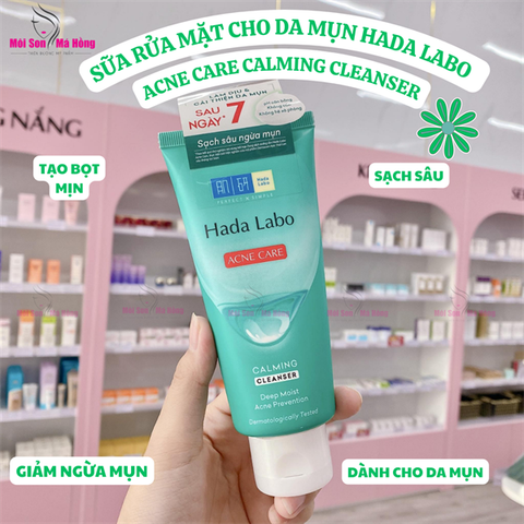 (CÔNG TY) Kem Rửa Mặt Hada Labo Acne Care Calming Cleanser Cho Da Mụn Và Nhạy Cảm 80g