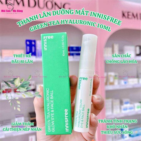 Thanh Lăn Dưỡng Mắt Innisfree Green Tea Hyaluronic Glow Eye and Face Ball