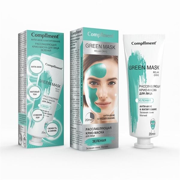 Mặt Nạ Đất Sét Làm Sạch Sâu Giảm Mụn Se Lỗ Chân Lông Compliment No Problem Green Face Mask