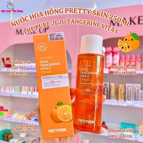 Nước Hoa Hồng Dưỡng Trắng Phục Hồi Da Pretty Skin The Pure Jeju Tangerine Vita C Toner 250ML