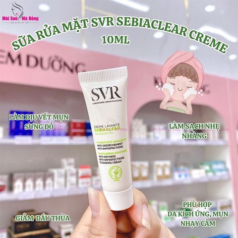 Sữa rửa mặt dạng sữa SVR SEBIACLEAR CREME LAVANTE 10ml mang lại sự thoải mái và dưỡng ẩm hàng ngày