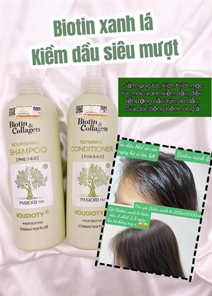 Bộ đôi gội xả phục hồi và kiểm soát dầu Biotin & Collagen Voudioty 2 chaix1000ml