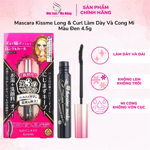 Mascara Kissme Long & Curl Làm Dày Và Cong Mi Màu Đen Mini 4.5g