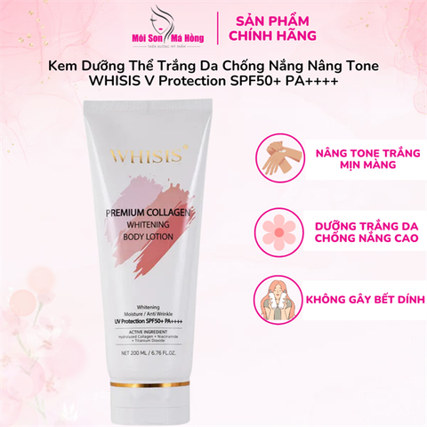 Kem Dưỡng Thể Whisis Premium Collagen Whitening Body Lotion Chống Nắng Toàn Thân 200ml