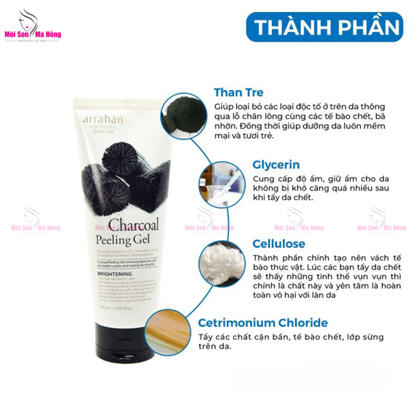 Tẩy Tế Bào Chết Dạng Gel Than Tre Charcoal Peeling Gel Arrahan 180Ml