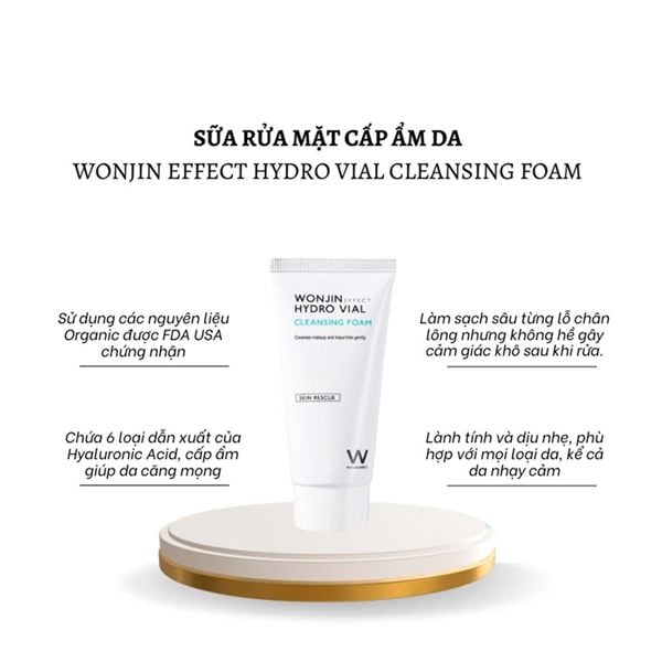 Sữa Rửa Mặt Làm Sạch Sâu Và Cấp Ẩm Wonjin Effect Hydro Rise Hyaluronic Cleansing Foam 80ml