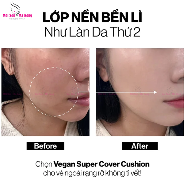 (CÔNG TY) Phấn Nước Kiềm Dầu, Che Phủ Cao GLAMRR Q Vegan Super Cover Cushion SPF50+/PA+++