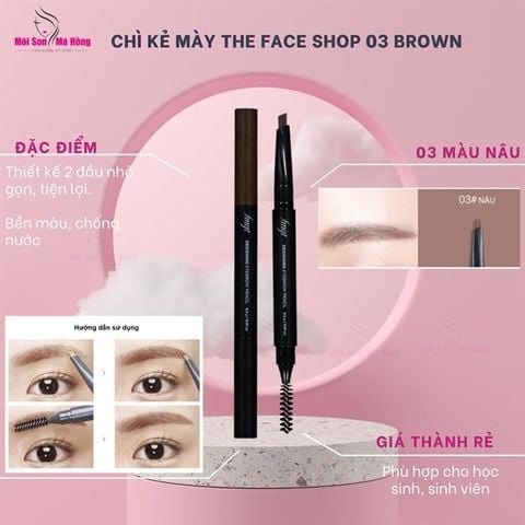 Chì kẻ mày 2 đầu Designing Eyebrow Pencil fgmt The Face Shop