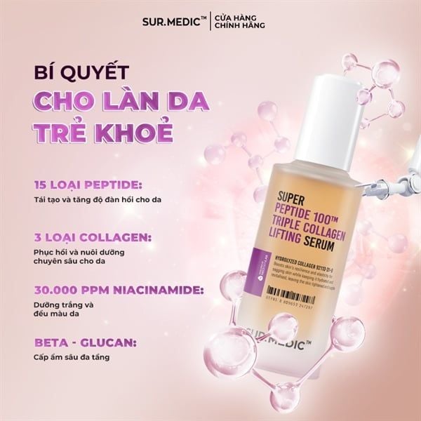 Tinh Chất Tái Tạo Phục Hồi Da Sur.Medic+ Super Peptide Collagen Lifting Serum 50ml