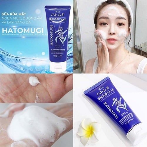 (CÔNG TY)  Sữa Rửa Mặt Ngừa Mụn Sáng Da Hatomugi Acne Care & Facial Washing 130g