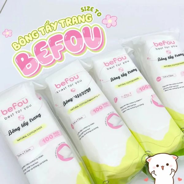 Bông Tẩy Trang Befou Natural Cotton Pads 100 miếng