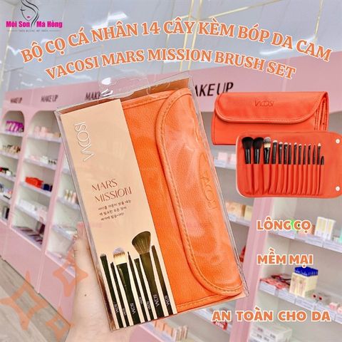 Bộ Cọ Cá Nhân 14 Cây Kèm Bóp Da Cam Vacosi Mars Mission Brush Set - BC36