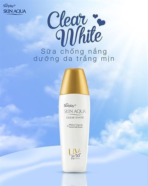 (1 Tặng 1) Sữa chống nắng dưỡng da trắng mịn Sunplay Skin Aqua Clear White SPF50+ 55g và tẩy trang