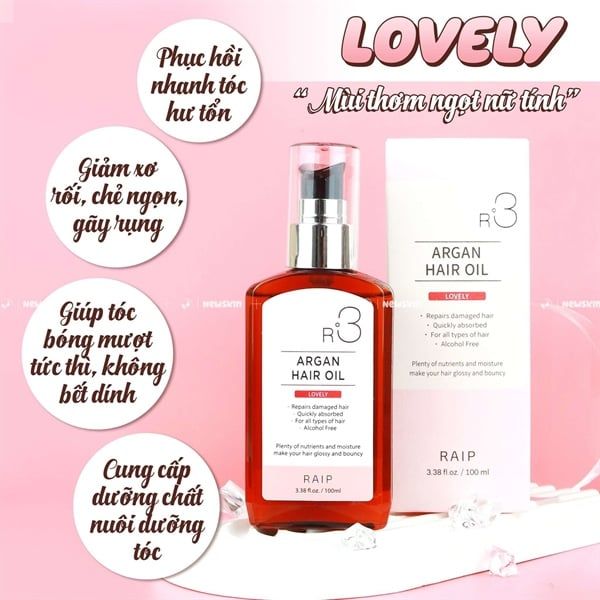 Dầu dưỡng tóc Raip R3 Argan Hair Oil Lovely 100ml