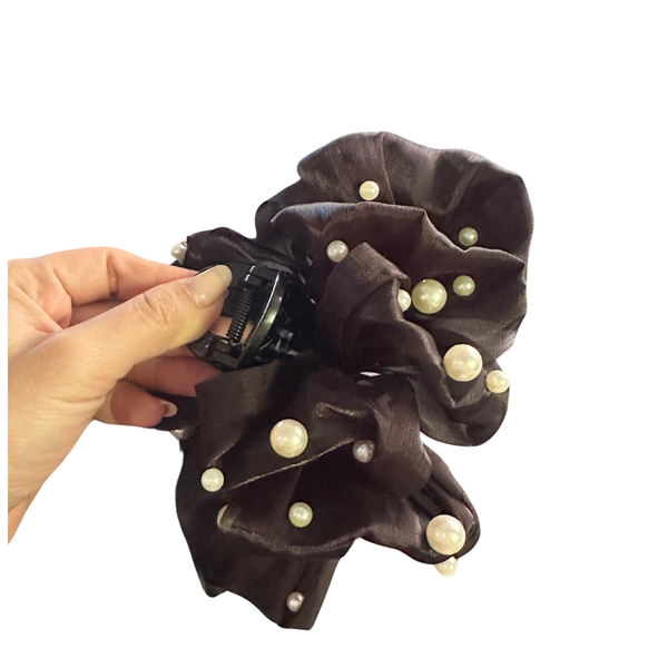 Kẹp tóc ren lớn đính trai