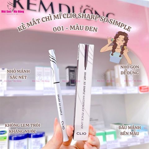 Chì Kẻ Mắt CLIO Sharp So Simple Waterproof Pencil Liner 001 Màu Đen