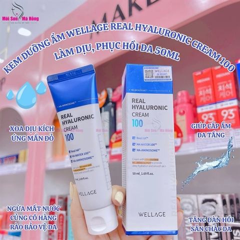 Kem Dưỡng Ẩm Wellage Real Hyaluronic 100 Cream Làm Dịu, Phục Hồi Da 50ml