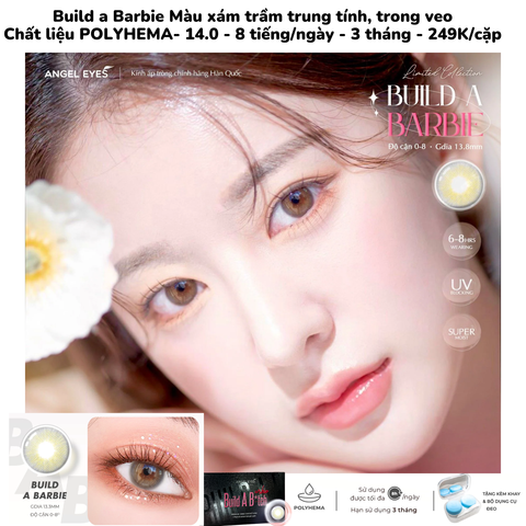 Lens BAB Gray  - Kính Áp Tròng Không Độ KHÔNG GIÃN  Đeo 8h - POLYHEMA - Tái sử dụng 6 Tháng