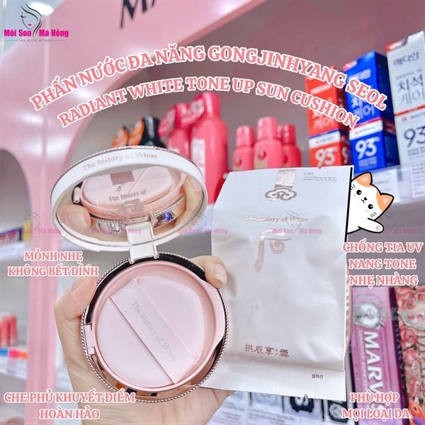 Cushion đa năng Gongjinhyang Seol Radiant White Tone Up Sun Cushion SPF50+,PA+++ ( 2 lõi)
