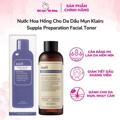 Nước Hoa Hồng Klairs Supple Preparation Facial Toner Có Mùi 180ml