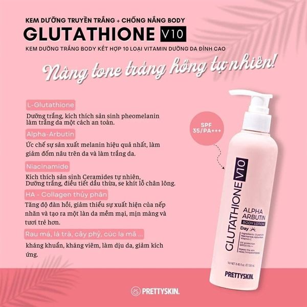 prettyskin glutathione v10 alpha arbutin body lotion Retinol B5 Night : () : (Retinol): . B5: Up Body Lotion for Dry Skin with SPF35 Snail Collagen Body Lotion