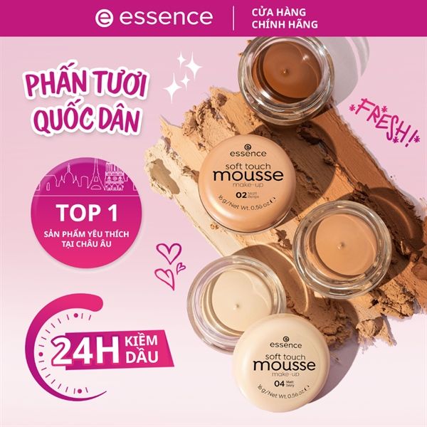Phấn tươi Essence Soft Touch Mousse Makeup Đức che khuyết điểm chất kem mỏng nhẹ tự nhiên 16g 04