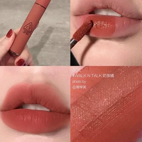 Son kem lì 3CE Velvet Lip Tint Walk N Talk 4g- Màu Nâu Đào