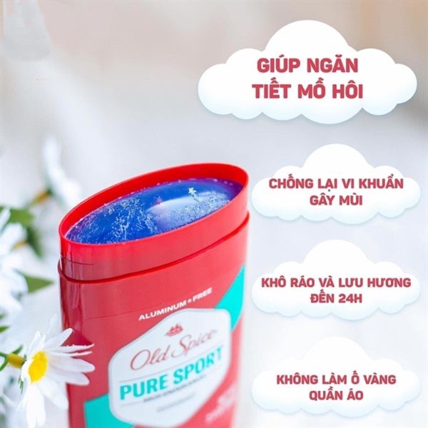 (CÔNG TY) Sáp Khử Mùi Old Spice Hương Pure Sport Năng Động 85g (Đỏ) High Endurance Deodorant Pure Sport