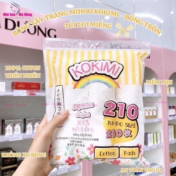 (CÔNG TY) Bông Tẩy Trang Mihoo Kokimi Bông Tròn Túi 210 miếng