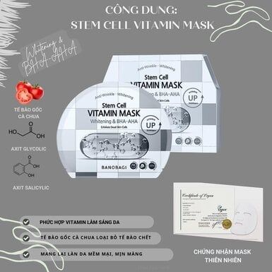 Mặt Nạ Banobagi Làm Sáng Da, Tẩy Tế Bào Chết (Xám) 30g Stem Cell Vitamin Mask Whitening & BHA-AHA