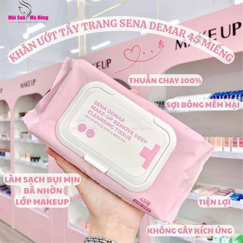 Khăn Ướt Tẩy Trang Sena Demar Make-Up Remove Deep Cleansing Tissue 45 Miếng + 5 miếng