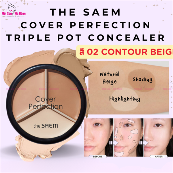 Kem Che Khuyết Điểm The Saem Cover Perfection Triple Pot Concealer