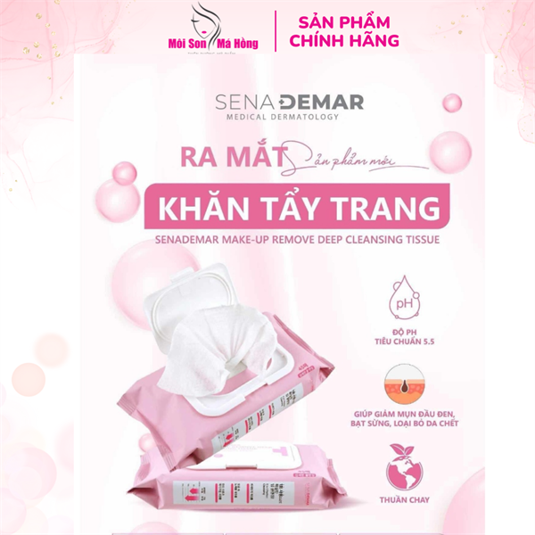 Khăn Ướt Tẩy Trang Sena Demar Make-Up Remove Deep Cleansing Tissue 45 Miếng + 5 miếng