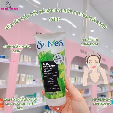 (CÔNG TY) Sữa Rửa Mặt St.Ives Tẩy Tế Bào Chết Trà Xanh & Than Tre 170g