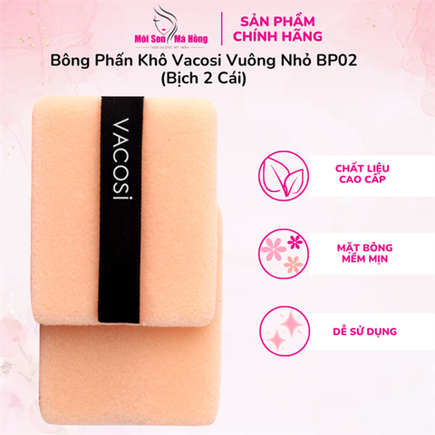 Bông Phấn Khô Vacosi Vuông Nhỏ BP02 (Bịch 2 Cái)