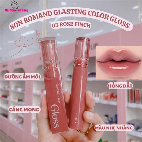 [Màu 01-10] Son Bóng Thuần Chay Cho Môi Căng Mọng, Mềm Mịn Romand Glasting Color Gloss 4g
