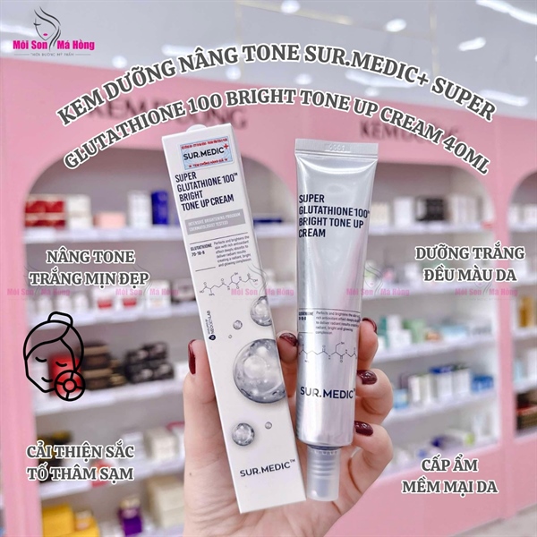 Kem Dưỡng Sur.Medic+ Super Glutathione 100 Bright Tone Up Cream Nâng T