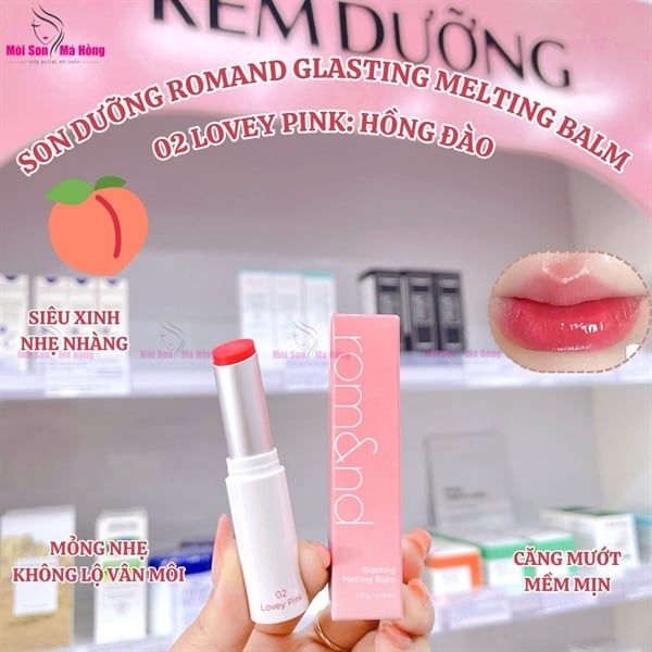 Son Dưỡng Dạng Thỏi Có Màu Thuần Chay Dưỡng Ẩm Mềm Môi Romand Glasting Melting Balm 3.5g