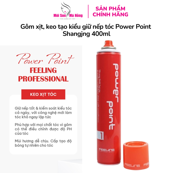 Gôm xịt, keo xịt tạo kiểu giữ nếp tóc Power Point Shangjng 400ml