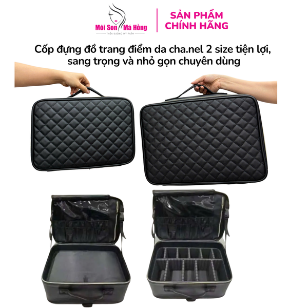 Cốp đựng đồ trang điểm da cha.nel 2 size tiện lợi, sang trọng và nhỏ gọn chuyên dùng