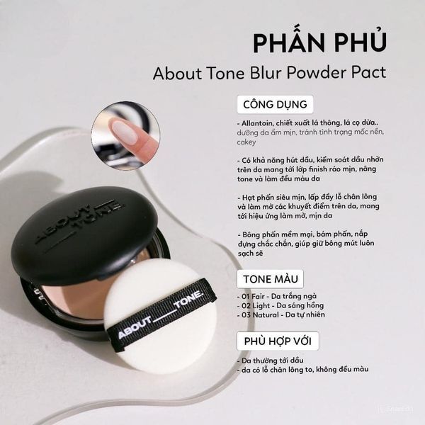 Phấn Phủ Dạng Nén About Tone Blur Powder Pact 1.5 (Đen)