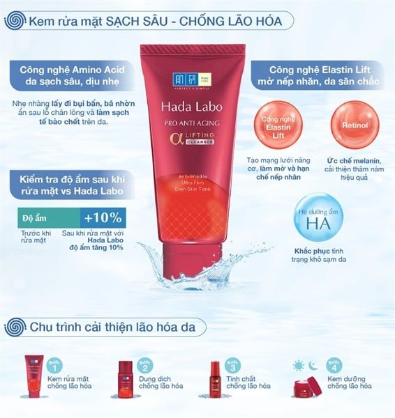 Kem Rửa Mặt Hada Labo Dưỡng Chuyên Biệt Ngừa Lão Hóa 80g ĐỎ