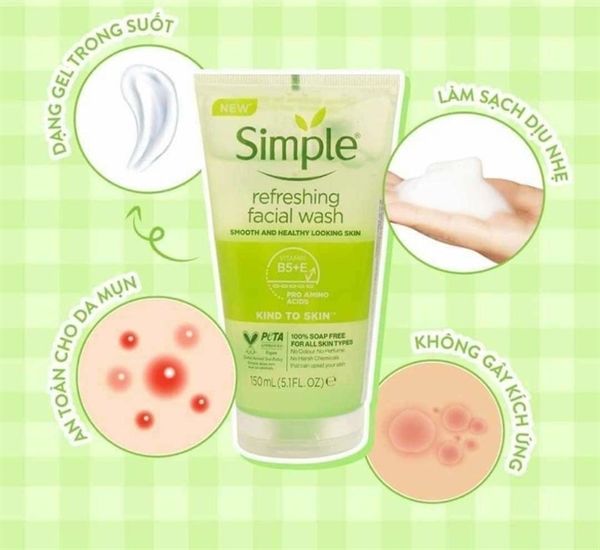 Sữa Rửa Mặt Simple Kind To Skin Refreshing Facial Wash Gel 150ml