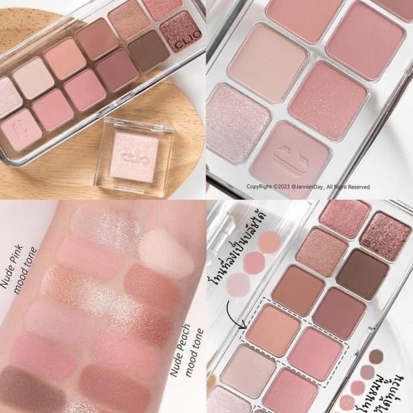 Bảng phấn mắt Clio Pro Eye Palette Air NO.02 Rose Connect - Tone hồng đào
