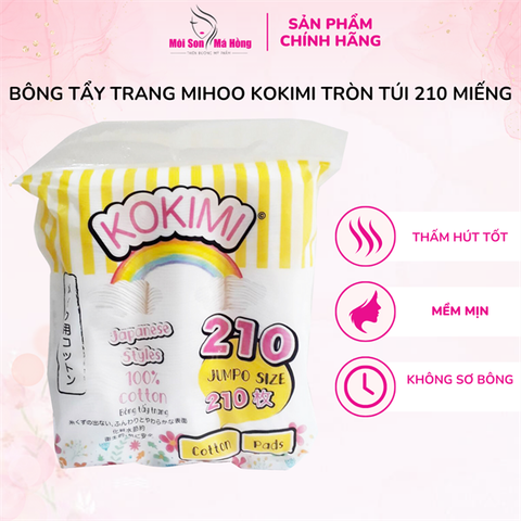 Bông Tẩy Trang Mihoo Kokimi Bông Tròn Túi 210 miếng