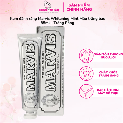 (CÔNG TY) Kem Đánh Răng Marvis Màu Bạc Làm Trắng Răng 85ml