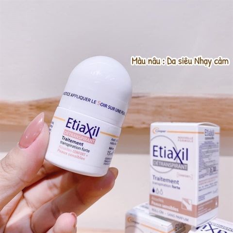 Lăn Khử Mùi EtiaXil Detranspirant Traitement Roll-On Peaux Sensibles Confort Dành Cho Da Siêu Nhạy Cảm - Nâu