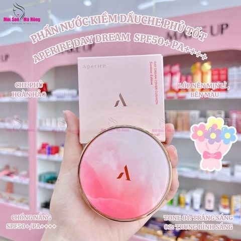 (CÔNG TY) Phấn Nước Aperire Chống Nắng Che Phủ Cao 02 Tông Tự Nhiên 13g Day Dream Cover Cushion SPF50+ PA++++ - 02 Warm Vanilla