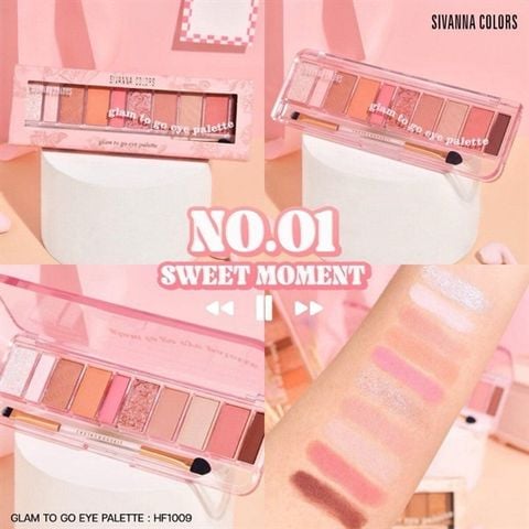 Bảng Phấn Mắt Nhũ Bắt Sáng 10 ô Sivanna Colors HF1009 10.9g #01